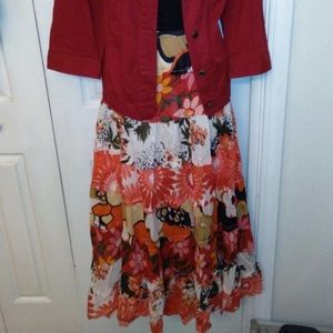 Red Floral Prairie skirt